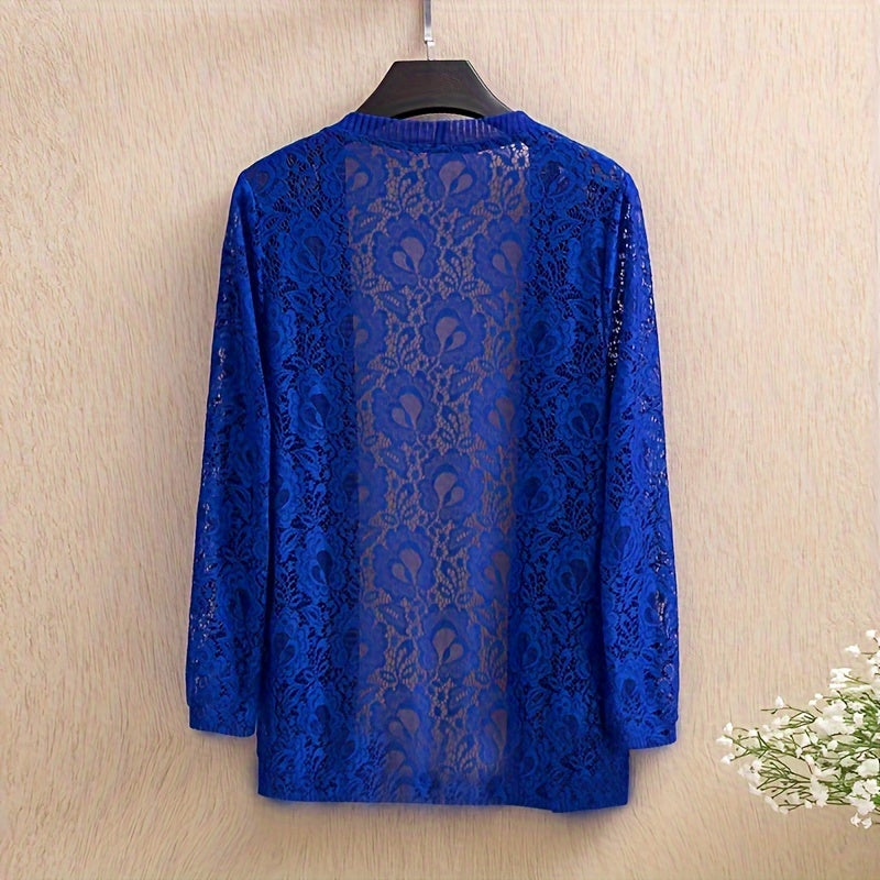 Elegant Lace Cardigan: Fall\u002FWinter Collection - Long Sleeve, Fitted Design, Hand Wash or Dry Clean, Suitable for Mature Occasions, Provides Warmth, Decoration, and Wind Protection - Women's Fashion Accessory