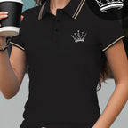 Women's Shirt Short Sleeve T-shirt with Crown Pattern Print