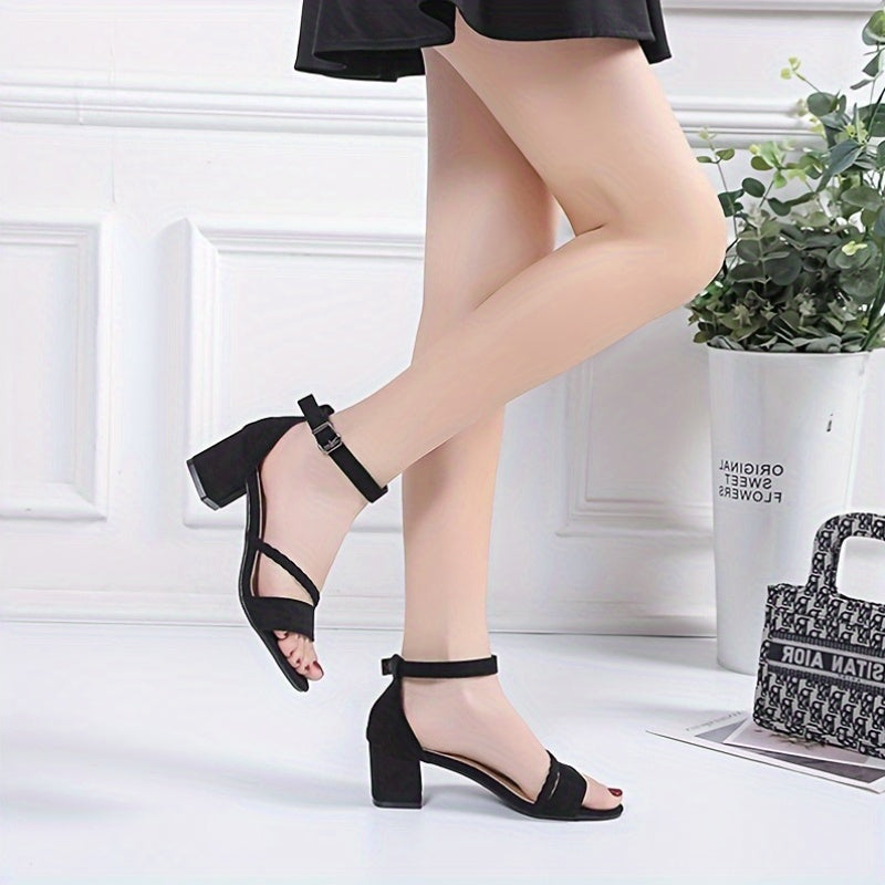 Women'S High-Heeled Shoes with Chunky Heels And Straps, Stylish Outdoor Footwear for Women.