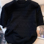 Lightweight And Breathable Short-Sleeve Knitted Top for Women, Perfect for Casual Wear And Flattering Fit, a Summer Essential Pullover.