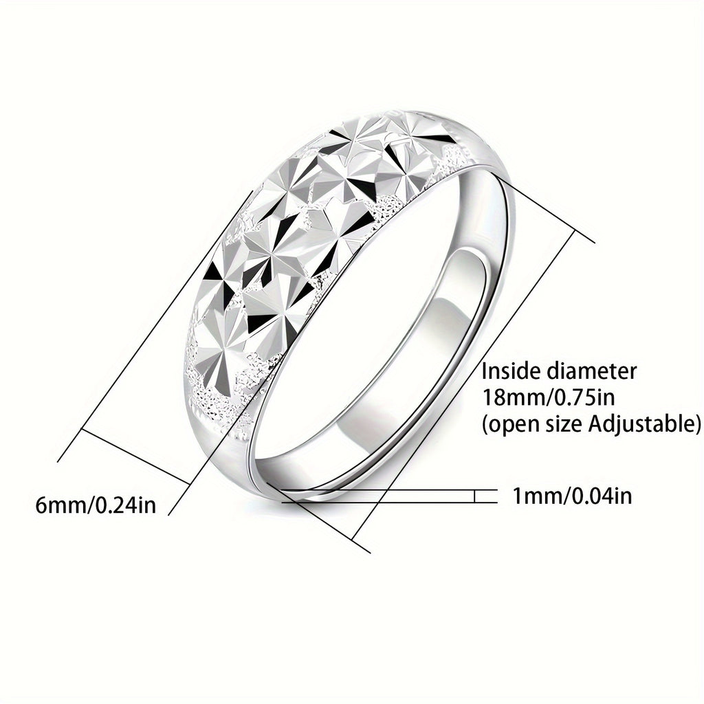 925 Pure Silvery Wide Face Women's Ring Low Allergy Nickel-Free Milky Way Light Surface Adjustable Ring Mouth Gift Box