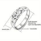 925 Pure Silvery Wide Face Women's Ring Low Allergy Nickel-Free Milky Way Light Surface Adjustable Ring Mouth Gift Box